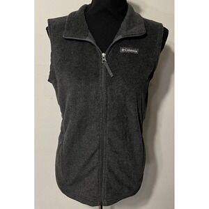 Columbia Vest Womens Large Gray Fleece Full Zip Pockets Layering Outdoor Casual